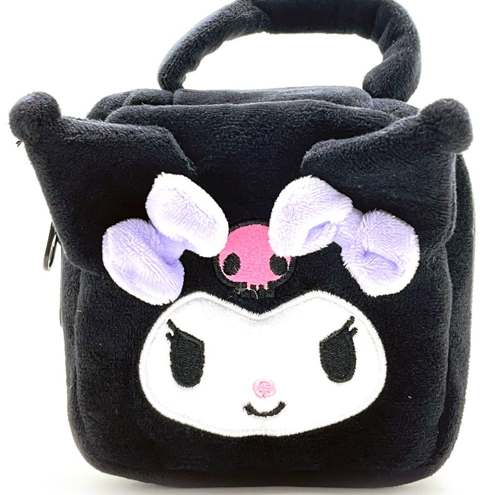 Sanrio Kuromi Face Square Plush Cosmetic Bag
